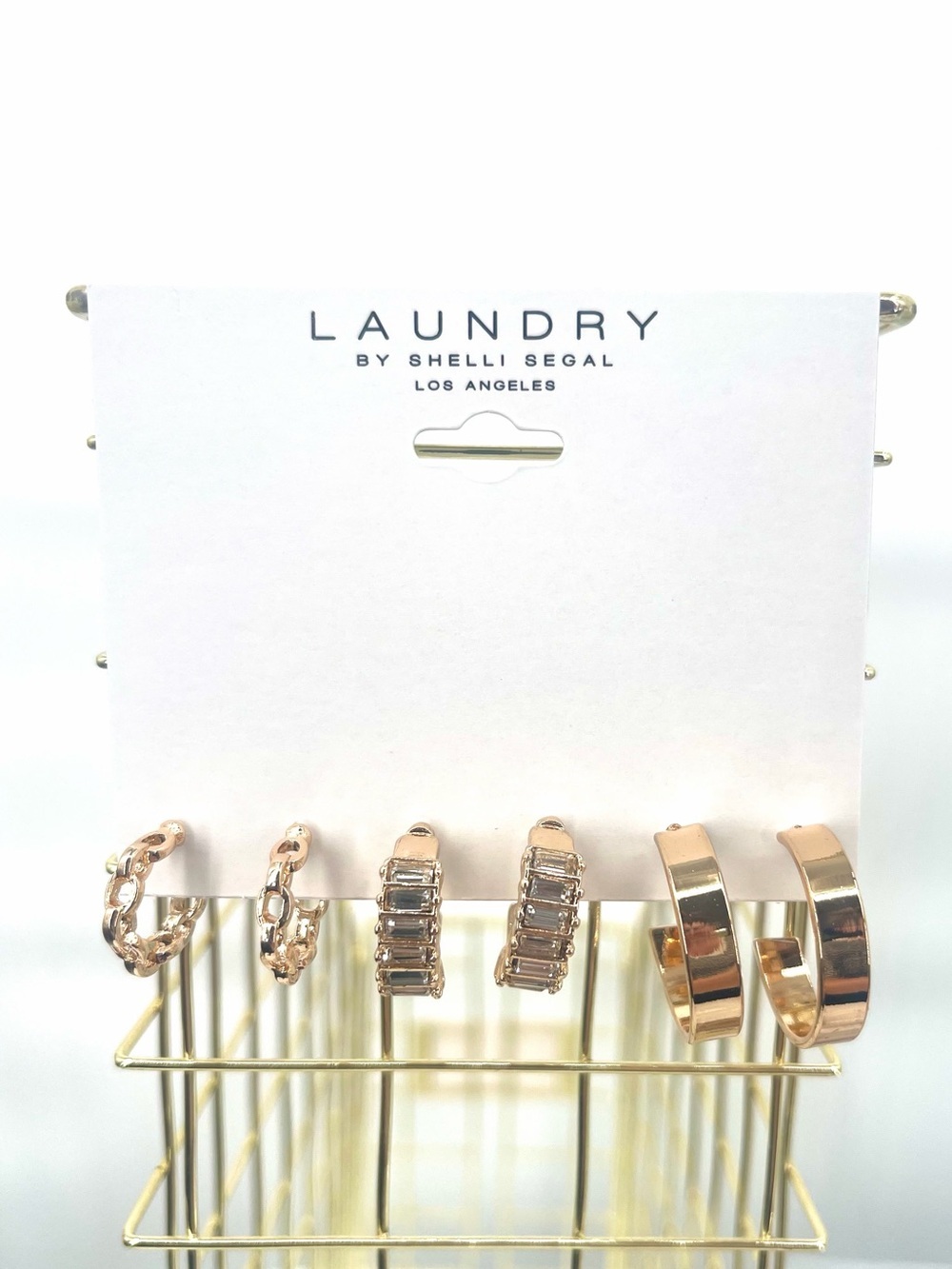 Laundry by Shelli Segal NWT 3 piece hoop gold tone earring set